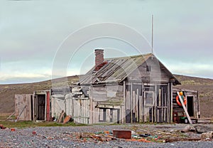 Hunting cabin on shore of the Arctic ocean