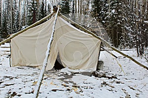 Hunting Camp Tent in Winter