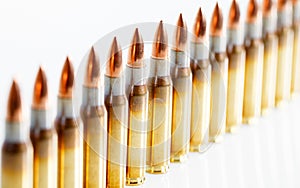 Hunting cartridges of caliber on a white background. 308 Win