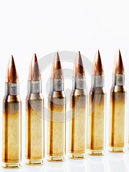 Hunting cartridges of caliberon on a white background. 308 Win