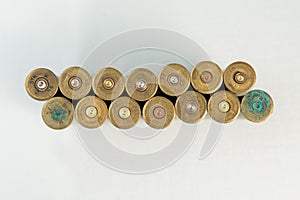 Hunting cartridges, cartridges on white background, hunting ammunition