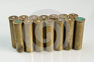 Hunting cartridges, cartridges on white background, hunting ammunition