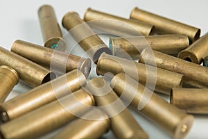 Hunting cartridges, cartridges on white background, hunting ammunition