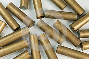 Hunting cartridges, cartridges on white background, hunting ammunition
