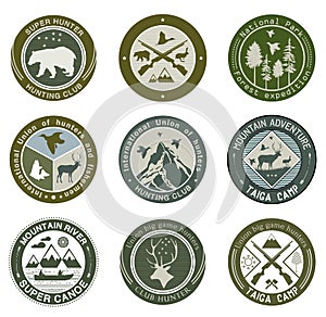 Hunting club, fishing and illustrations logo.