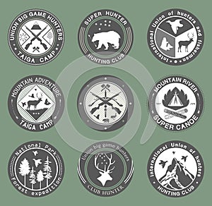 Hunting club, fishing and illustrations logo.