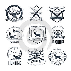 Hunting club icons hunt adventure hunter gun rifle open season wild animal