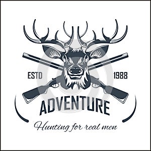 Hunting club vector icon elk hunt adventure hunter gun rifle open season