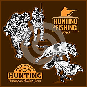 Hunting collection - foxhunting and hunting labels