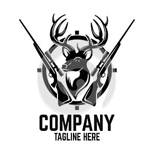 Hunting deer logo. Vector illustration.
