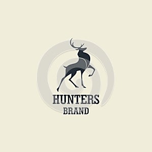 Hunting, Deer Silhouette Template Vector Design Logo