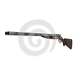 Hunting double-barrelled gun on white. 3D illustration