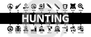 Hunting Equipment Minimal Infographic Banner Vector