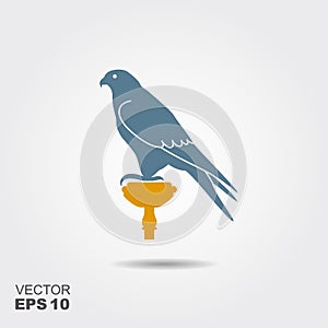 Hunting Falcon. Vector flat illustration with shadow