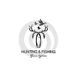 hunting and fishing animals vector logo design