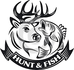 Hunting and fishing vector background