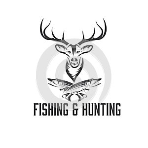 hunting and fishing vector design template