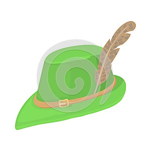 Hunting hat icon, cartoon style