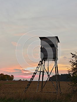 Hunting hide at twilight