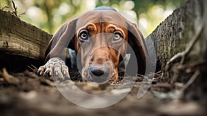 hunting hound dog sniffing