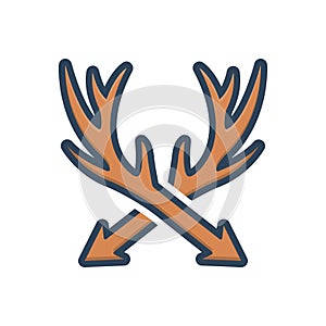 Color illustration icon for Hunting, horn and animal