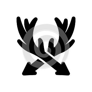 Black solid icon for Hunting, horn and animal