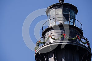 Hunting Island lighthouse in South Carolina decorated for Christmas