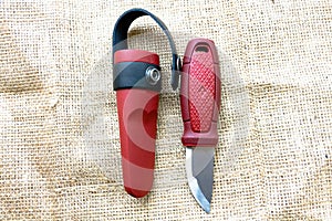 Hunting knife with a fixed blade.