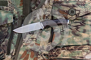 Hunting knife for skinning. American knife. Top.