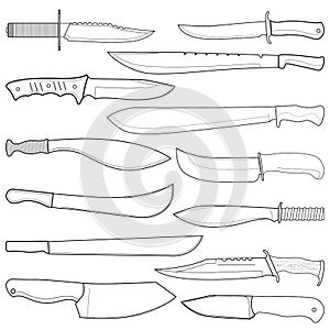 Hunting knife on white background. Vector illustration