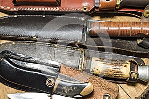 Hunting knives with scabbards