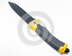 Hunting knives and sheaths, white background photo