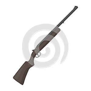 Hunting rifle icon in cartoon style on white background. Hunting symbol stock vector illustration.