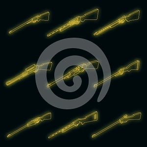 Hunting rifle icons set vector neon