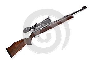 Hunting rifle isolated on white background.