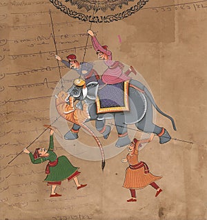 Hunting tiger from elephant