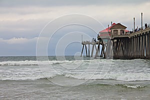 Huntington Beach Pier on a gloomy day