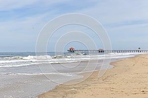 Huntington Beach pier at sunset photo