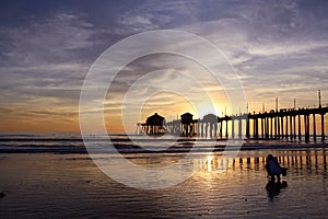 Huntington Beach pier during sunset