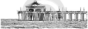 Huntington Beach Pier Vector Illustration