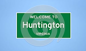 Huntington, Virginia city limit sign. Town sign from the USA.
