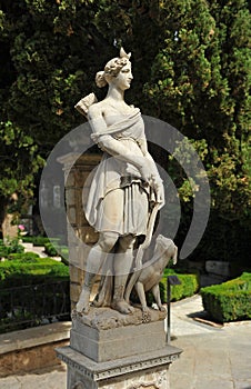 Huntress Diana in a garden of Granada, Spain