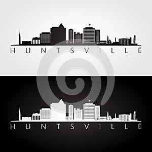 Huntsville, Alabama skyline and landmarks silhouette