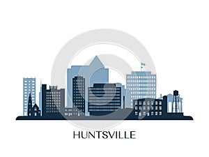 Huntsville skyline, monochrome silhouette.