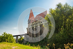 Hunyad Castle. Corvin`s Castle in Hunedoara, Romania. Romanian castle landmarks