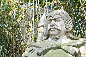 Huo Jun Statue at Zhaohua Ancient Town. a famous historic site in Guangyuan, Sichuan, China.