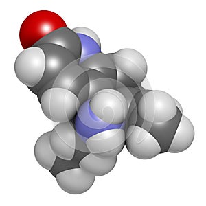 Huperzine A alkaloid molecule. 3D rendering.