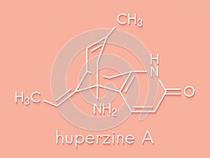 Huperzine A alkaloid molecule. Skeletal formula.