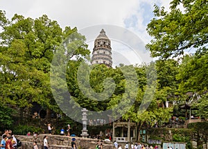 Huqiu Tower or Tiger Hill Pagoda, situated on Tiger Hill, Suzhou