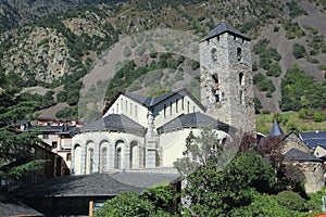 Church of St. Stephen Sant Esteve from Carrer de la Vall in Andorra la Vella, Principality of Andorra. photo
